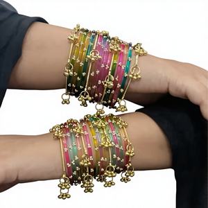 Highest Selling Viral Trendy Multicolor Golden Kashmiri Jhumki Bangles <b>Set</b> Bridal Wedding Party Wear Premium Wholesale Price - Product Image 1