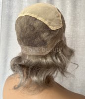 Perruques médicales en PU et dentelle ondulée de qualité supérieure, cheveux humains européens à moitié attachés à la main, mèches de qualité supérieure