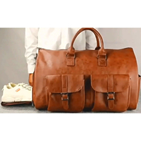 Sac polochon de voyage en cuir vintage unisexe de luxe avec fermeture à glissière étui de voyage personnalisé week-end vacances pour hommes femmes