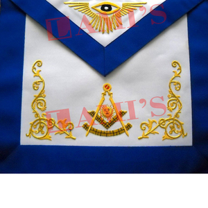 Delantal de oro de dos tonos Past Masters Precio al por mayor Bordado hecho a mano Masonic Regalia Delantal - Product Image 4