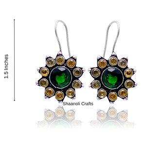 Nouvelle arrivée 2024 belles boucles d'oreilles à motif de fleurs boucles d'oreilles en pierre verte bijoux pour femmes et filles pour vêtements de mariage - Product Image 3