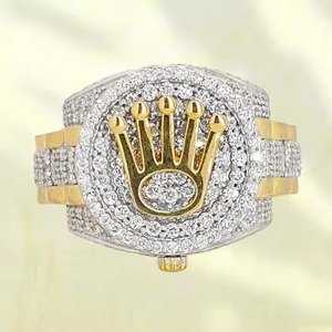 Anillo de Hip Hop con diamantes de moissanita brillante, anillo unisex helado para clubes de conciertos y estilo informal de la India - Product Image 1