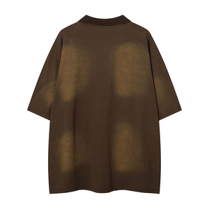 Camiseta extragrande de 100% algodón con logotipo personalizado para hombre, Camiseta estampada con corte y costura ácido desgastado Vintage para hombre - Product Image 6