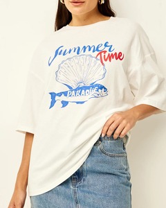 Camiseta con gráfico de logotipo de gran tamaño para mujer, tejido de punto de calidad superior, ajuste holgado para invierno para cualquier ocasión - Product Image 1