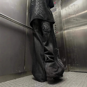 กางเกงยีนส์เอวกลางวินเทจของผู้ชายกางเกงยีนส์ขากว้างกางเกงลำลองซักได้ฤดูร้อน - Product Image 4