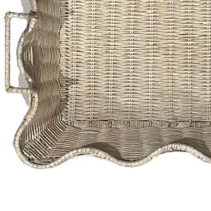 Popular ahora bandeja de servicio de ratán con borde festoneado de estilo Vintage bandeja de ratán artesanal para decoración de fiesta al por mayor de Vietnam - Product Image 5