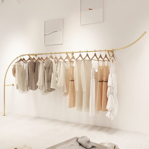 צינור תעשייתי מודרני צינור רצפה פשוט עומד בגדים חנות שילוב קיר רכוב - Product Image 6