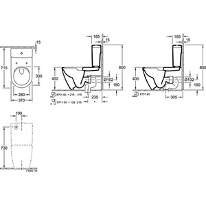 Inodoro Villeroy & Boch Subway 2.0 sin Borde con Descarga Directa, Blanco, 37x70cm - Product Image 6