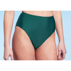 Slip bikini a vita alta da donna Shade & Shore verde con diamanti metallizzati, arricciato e scollato, taglia XL, set 2 pezzi in Spandex/Nylon - Product Image 2