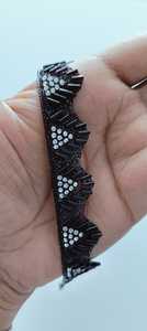 Golden High Quality Loose Rhinestone Eco-Friendly 3D Hot Fix Lace Embroidery for African <b>Wedding</b> <b>Dress</b> Bridal Fan - Product Image 2