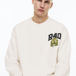 Sweat-shirt à col rond pour homme, sweat-shirt brodé blanc, fabricant 100% coton, sport, streetwear, sweat-shirts unis surdimensionnés - Product Image 3