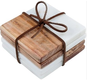 Posavasos Modernos Ecológicos de Algodón/Perlas de Colores Blancos Personalizados con Base de Corcho - Product Image 3