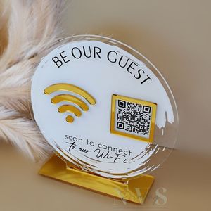 Soporte de exhibición de escritorio elegante para letrero de redes sociales con código QR acrílico personalizado para negocios, oficina, eventos y decoración del hogar - Product Image 2