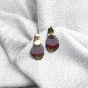 Best Quality Porcelain And Bronze Cyclamen Petal Earrings Handmade In Italy Perfect For Sophisticated Outfit