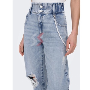 Pearl Design Jean Women's <b>Pants</b> Jeans Denim Fabric Skinny Style Blue Color Leg Zipper Fly <b>Ladies</b> Jeans OEM Serviced 2025 - Product Image 5