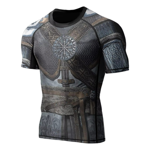 Camiseta de Compresión de Manga Corta con Cuello Redondo para Artes Marciales Mixtas (BJJ) de Grado Profesional, Absorbe la Humedad, UPF50+ - Product Image 2