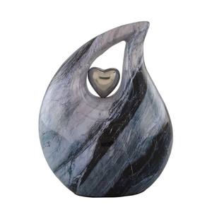 Urne funéraire en forme de larme pour cendres humaines, adulte, en métal solide, aluminium gris, marbre noir, pour funérailles, enterrement, exposition à domicile, cercueil commémoratif - Product Image 3