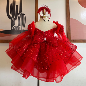 Vestido Corto con Lentejuelas Hombros Descubiertos Nhung Nguyen Vestido de Princesa para Niña Bebé Infantil OEM ODM Precio Competitivo Hecho en Vietnam - Product Image 6