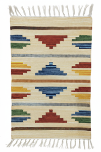 Tapis de camping et de pique-nique en coton tissé à la main, beige, à motifs floraux, moderne, lavable en machine, écologique, multicolore, pour la maison et les voyages - Product Image 3