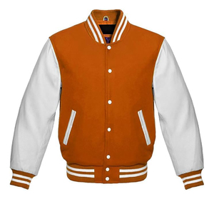 Vestes universitaires de couleur unie col ras du cou respirant impression de logo personnalisé manches longues veste de baseball universitaire pour hommes - Product Image 5