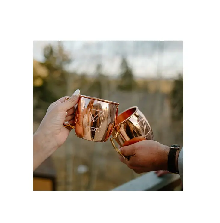 Bán buôn giá rẻ giá handmade chất lượng tốt nhất handmade copper Mug với Brass xử lý Top bán copper Mug biểu tượng tùy chỉnh