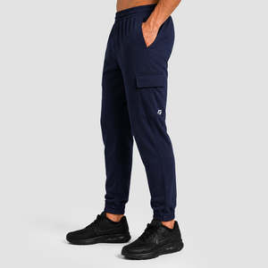 Slimvault <b>Joggers</b> (<b>Navy</b>) Regular Fit 100% Cotton Customizable Logo Zippers Pleats Decor XL Size Straight Pattern High Mid Long - Product Image 2