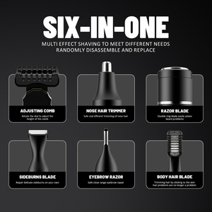 Триммер для бороды для мужчин 6-в-1 водонепроницаемый электрический комплект для бритья бикини с прецизионными лопастями для волос на теле беспроводной Уход Комплект - Product Image 2