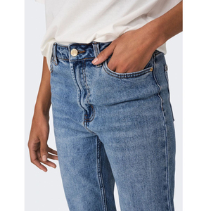2025 pantalones vaqueros informales de tiro alto ajustados para mujer azul 98% algodón 2% Spandex aspecto limpio cintura elástica diferente moda - Product Image 5