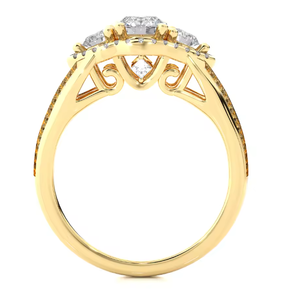 Aniva 18Kt Oro amarillo Anillo de bodas para mujer Halo Tres piedras Redondo Corte brillante Doble fila IGI Anillos de diamantes certificados - Product Image 5
