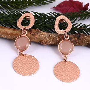 Pendientes colgantes finos de Plata de Ley 925, colgantes largos de cuarzo rosa chapados en oro, regalo de boda de moda para fiesta - Product Image 3