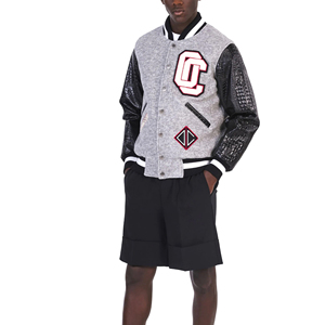 Chaqueta Bomber universitaria de béisbol Varsity de moda para hombres con logotipo bordado Nuevo producto Explosión Material de lona de doble botonadura - Product Image 6