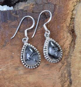 Boucles d'oreilles en argent sterling avec rutile noir, faites à la main, pierre précieuse en forme de poire, bijoux élégants, boucles d'oreilles pendantes, cadeaux pour femmes - Product Image 6