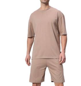 Conjunto Deportivo de Dos Piezas para Hombre, Diseño Personalizado con Logotipo, Transpirable, Informal, de Algodón, Pantalones Cortos y Camiseta, Conjunto de Verano - Product Image 1