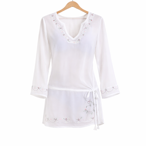 Elegante traje de baño ligero para mujer, caftán estampado de gasa con patrón de leopardo de secado rápido para el aspecto de la playa de verano - Product Image 1