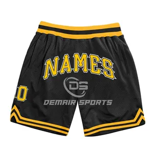 Short noir polyvalent avec rayures dorées pour homme, vêtement de Sport, de course, d'entraînement et de basket-ball