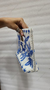 blue bird beaded tote bag Indian fully handcrafted <b>for</b> women handmade luxury evening party fashion <b>handbag</b> artwork style artwork - Product Image 4