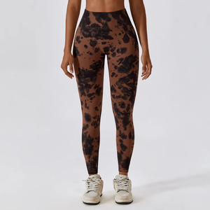 Legging serré sans couture d'entraînement de gymnastique de teinture de cravate des femmes pour le yoga de levage de hanche de forme physique vêtements de travail des hommes avec la fermeture de cordon - Product Image 4