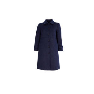 Manteau trench en cachemire bleu marine avec épaulettes - Product Image 1