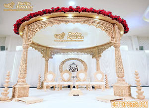 Sueño boda madera Pavo Real Mandap decoración especial madera redondo Mandap para boda Tamil boda hindú gran madera Mayur Mandap - Product Image 5