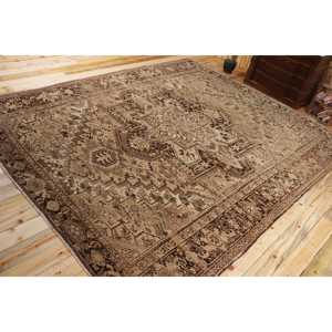 Vintage Oversize Rug 9,9x12,4 ft, <b>Brown</b> Floral Turkish <b>Wool</b> Rug - Product Image 1