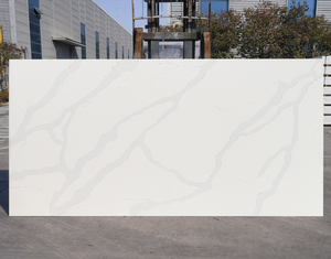 משטח עבודה למטבח לבן דמוי שיש מלאכותי בגודל ג'מבו 15 מ\\\"מ עמיד לעיצוב פנים - Product Image 5