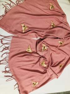 High Quality Solid Color Muslim Chiffon Printed Multi Color <b>Ladies</b> Handmade <b>Shawls</b> Embroidered for Women Winter Fashionable - Product Image 4