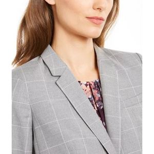Blazer da Donna Calvin Klein con Bottone Singolo in Stampa Tartan Grigia Taglia 6 - Product Image 3