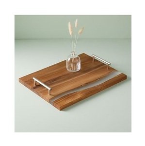 Venta al por mayor de bandeja de resina de madera para servir bebidas de té aperitivos tablas de servir vajilla de cocina bandeja de resina púrpura - Product Image 3