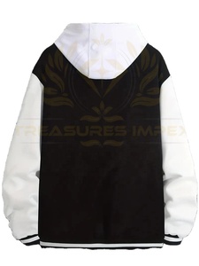 Sudadera con Capucha Oversize de Lona y Forro Polar Reversible Cortavientos con Cuello Alto y Estampado de Letras Estilo Urbano para Hombre Primavera Otoño Invierno - Product Image 3