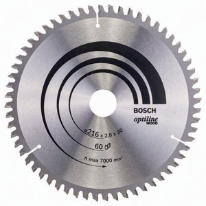 BOSCH Carbide-Tipped Circular <b>Saw</b> Blade 216mm Outer Diameter 60 Teeth 30mm Bore 2.8mm Kerf - Product Image 1