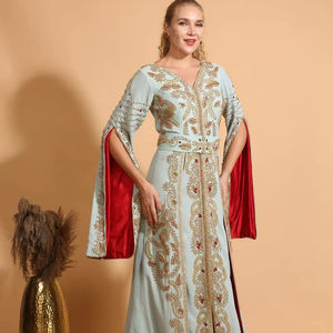 Abaya Kaftan élégante brodée à la main, confortable, respirante, vêtement islamique traditionnel pour les mariages, Ramadan, perlé - Product Image 1