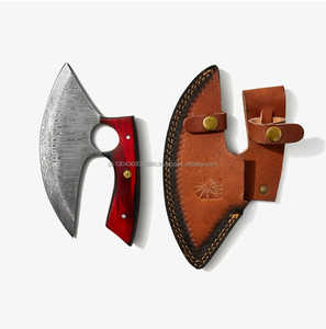 Cortador de Pizza de Damasco multiusos tradicional Tang completo hacha Funda de cuero cuchillo de utilidad para picar carne - Product Image 2