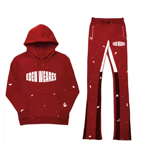 Conjunto de chándal de forro polar de algodón transpirable de alta calidad para hombre superventas serigrafiado informal con logotipo personalizado producto al por mayor - Product Image 5