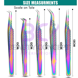 Rainbow Plasma Color Diamond Texture Lash Extension Tweezers 45 90 Degree Stainless Steel Material Eyelash Extension Tweezers - Product Image 3